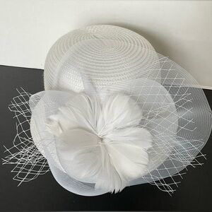 Elegant August Hat Company White Feathered Adjustable Women's Cloche Hat